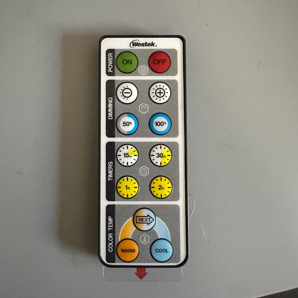 Westek Remote Control for LED Lighting Dimming Timer and Color Temp Settings